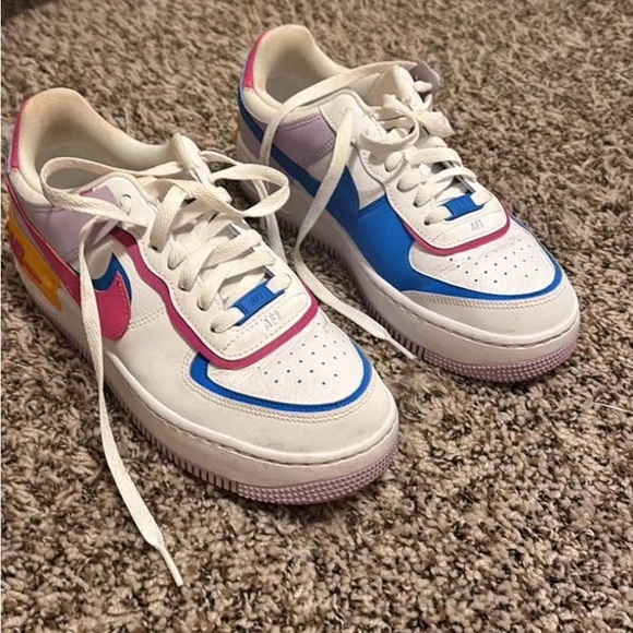 Nike Shoes - Nike Low-Top Colorblock Sneakers in White, Pink, Blue & Yellow